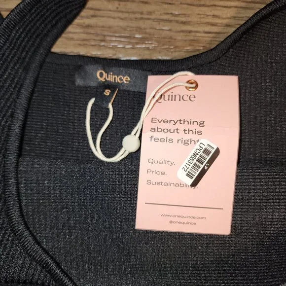 Quince Cropped Square Neck Ribbed Knit Tank NWT Black Small - Picture 6 of 8